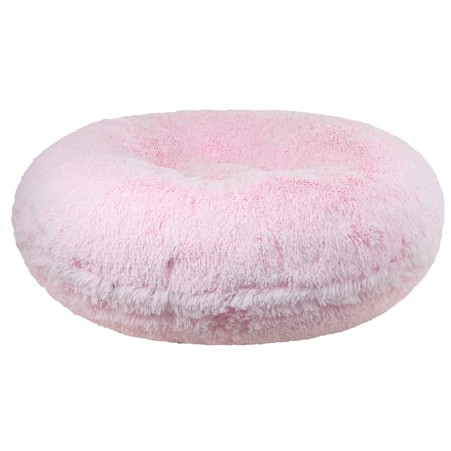 Bessie and Barnie Signature Bubble Gum Luxury Extra Plush Faux Fur Bagel Dog Bed, 30" L X 30" W - Carousel image #1