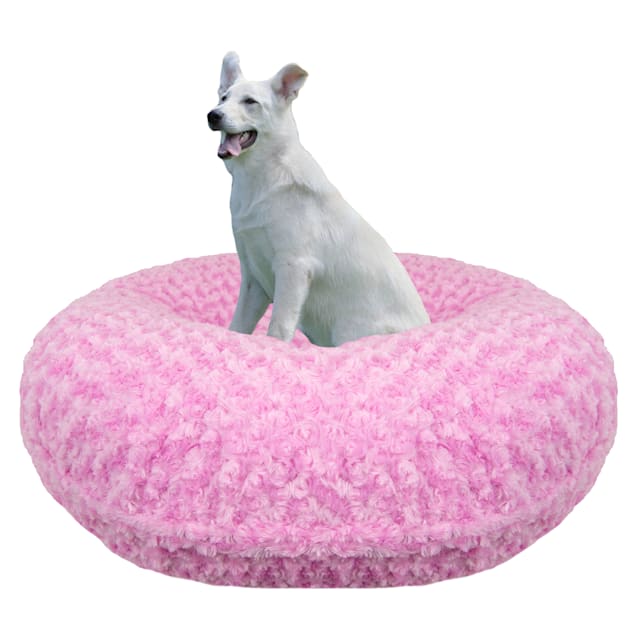 Kasentex Dog Bed, Round Dog Beds for Medium/Large Dogs, Donut Dog Bed and Cat Bed Anti Slip & Machine Washable, Size: XL 36x36, Pink