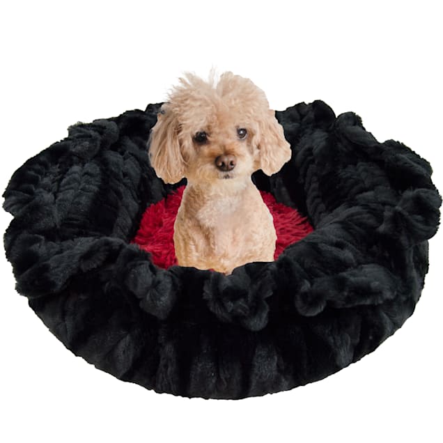 Bessie and Barnie Ultra Plush Lipstick/Black Puma Luxury Deluxe Pet Lily Pod Bed, 24" L X 24" W - Carousel image #1