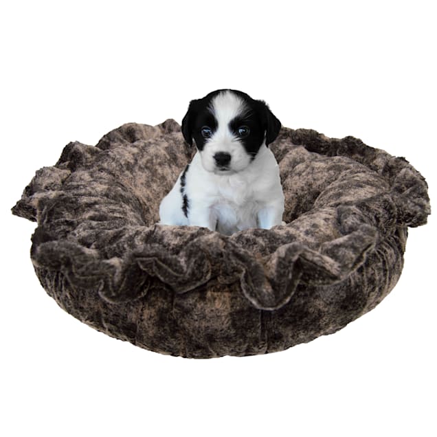Bessie and Barnie Ultra Plush Koala/Snow White Luxury Deluxe Pet Lily Pod Bed, 24" L X 24" W - Carousel image #1