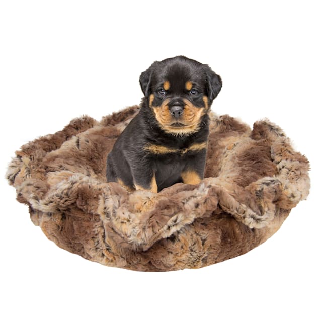 Bessie and Barnie Ultra Plush Simba/Grizzly Bear Luxury Deluxe Pet Lily Pod Bed, 24" L X 24" W - Carousel image #1