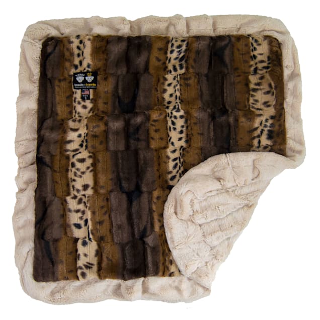 Bessie and Barnie Wild Kingdom Ultra Plush Faux Fur Super Soft Reversible Pet Blanket, 20" L X 20" W - Carousel image #1