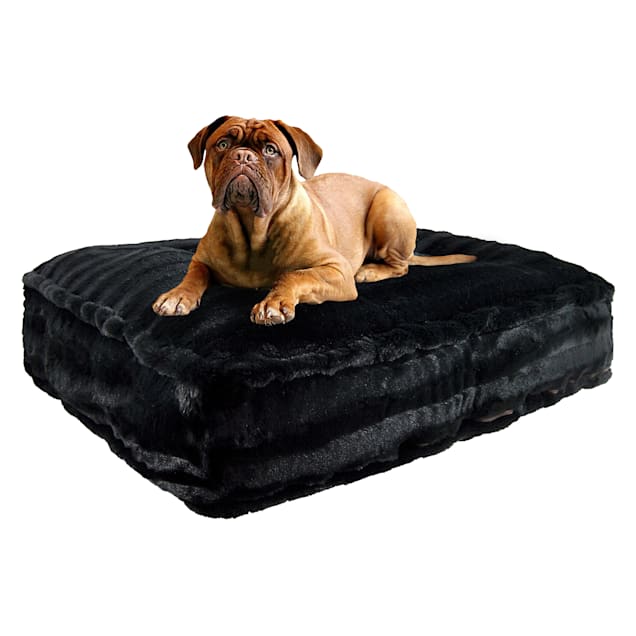 Bessie and Barnie Black Puma Luxury Extra Plush Faux Fur Rectangle Dog Bed, 56" L X 41" W - Carousel image #1