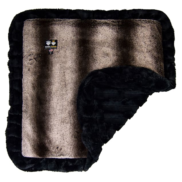 Bessie and Barnie Frosted Glacier/ Black Puma Ultra Plush Faux Fur Super Soft Reversible Pet Blanket, 20" L X 20" W - Carousel image #1