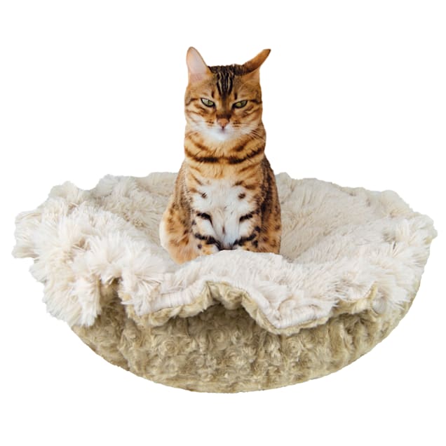 Bessie and Barnie Ultra Plush Blondie/Camel Rose Deluxe Luxury Pet Cuddle Pod Bed, 30" L X 30" W - Carousel image #1