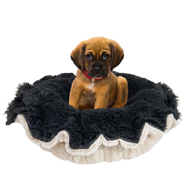 Bessie and Barnie Ultra Plush Wolfhound Gray/Natural Beauty Luxury Deluxe Pet Lily Pod Bed, 24" L X 24" W - Carousel image #1