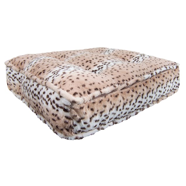 Bessie and Barnie Snow Leopard Luxury Extra Plush Faux Fur Rectangle Dog  Bed, 28