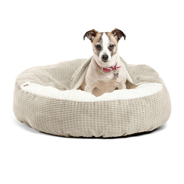 Best Friends by Sheri Standard Oyster Cozy Cuddler Hooded Cat and Dog Bed in Mason Microfiber, 23" L X 23" W - Carousel image #1