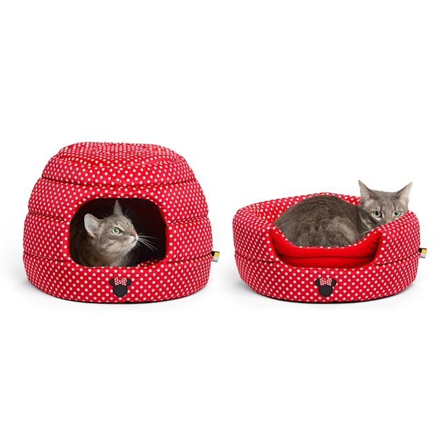 Best Friends by Sheri Disney Standard Red 2-in-1 Honeycomb Minnie Polka Dots Cat and Dog Hut, 17" L X 14" W - Carousel image #1