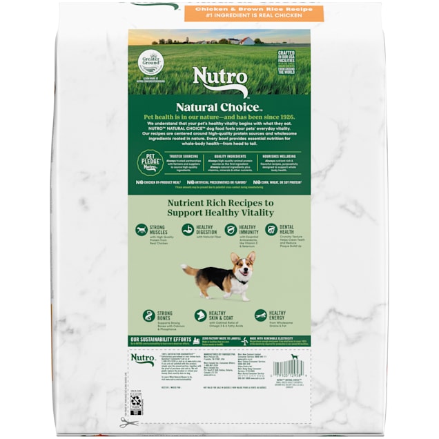 NUTRO NATURAL CHOICE Small Breed Adult Dry Dog Food Chicken Brown Rice Recipe Dog Kibble 13 lb. Bag