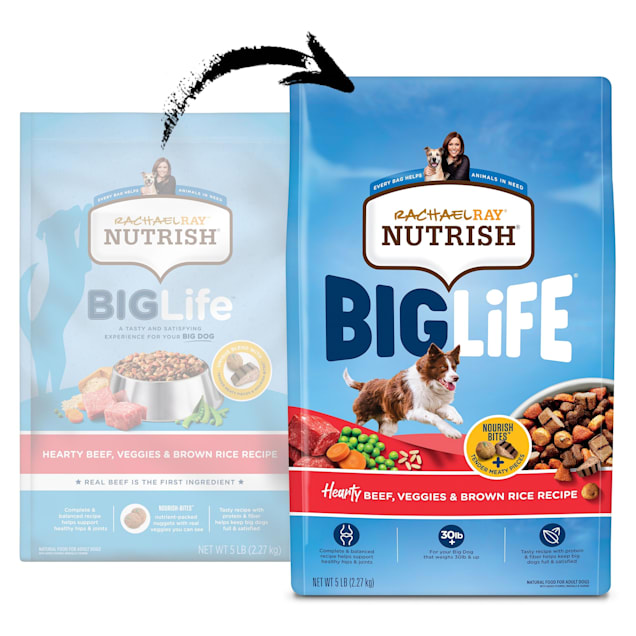 Rachael Ray Nutrish Big Life Hearty Beef Veggies Brown Rice Recipe Dry Food for Big Dogs 40 lbs