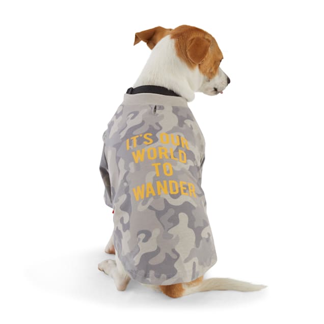 Reddy It's Our World To Wonder Grey Camo Dog T-Shirt, 3X-Large - Carousel image #1