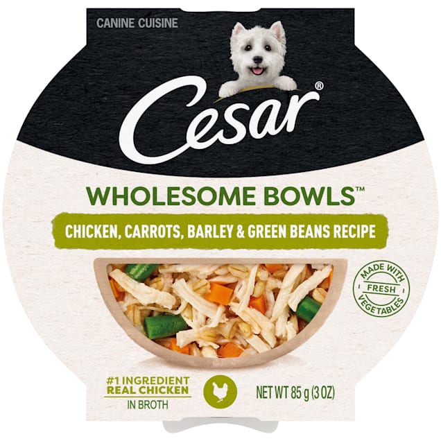 Cesar Wholesome Bowls Chicken, Carrots, Barley & Green Beans Recipe Adult Soft Wet Dog Food, 3 oz. - Carousel image #1