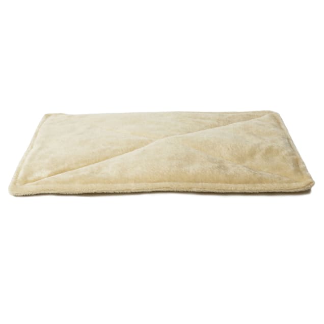 Furhaven Pet Heating Pad Thermanap Faux Fur Self-Warming Cat Bed, Cream