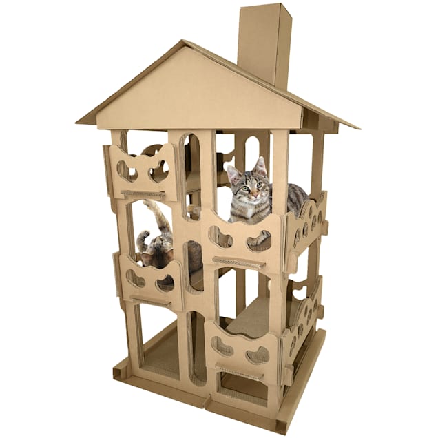 FurHaven Tower Playground Corrugated Scratcher House with Catnip for Cats, 22.83" H - Carousel image #1