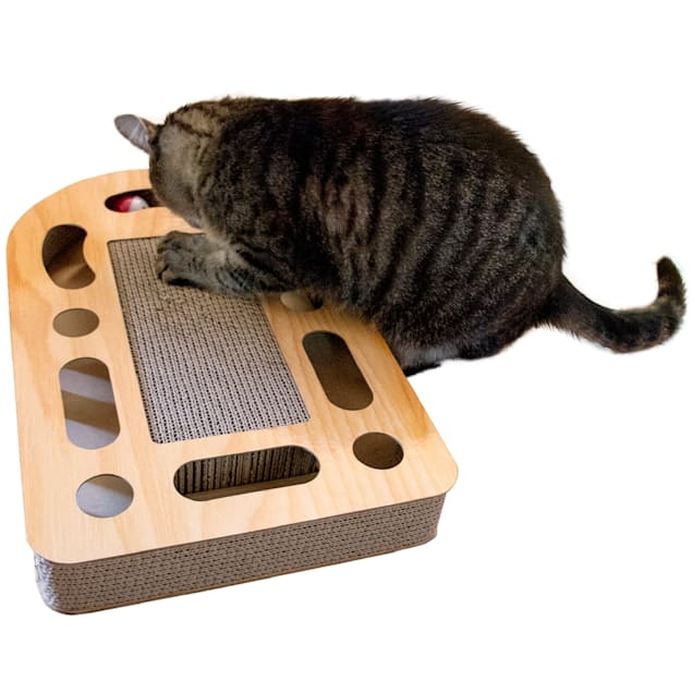 FurHaven Archway Busy Box Corrugated Cat Scratcher with Catnip and 2 Ring Balls, 2.44" H - Carousel image #1