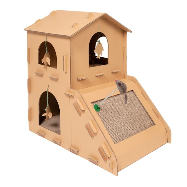 FurHaven Townhouse Playgraund Scratcher House for Cats, 26" H - Carousel image #1