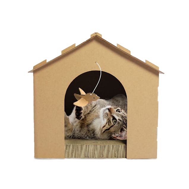 FurHaven Gingerbread House Corrugated Plain Cat Scratcher with Gift Box and Catnip, 14.57" H - Carousel image #1