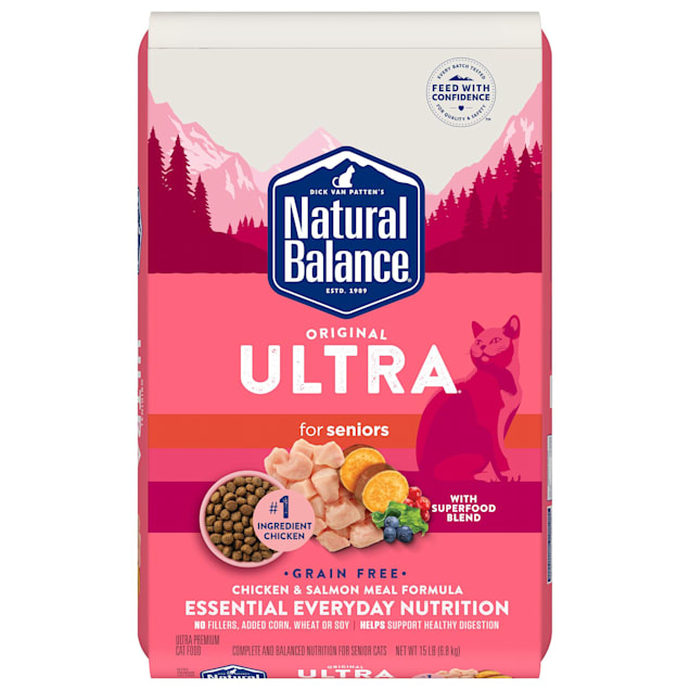 Natural Balance Original Ultra Grain Free Chicken and Salmon Meal Formula Seniors Dry Cat Food, 15 lbs. - Carousel image #1