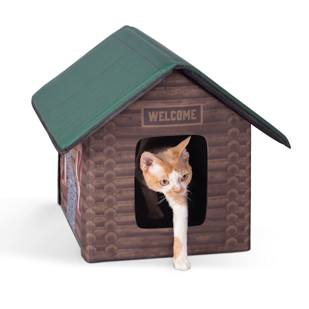 K H Unheated Outdoor Kitty House Log Cabin Design Cat Bed 18