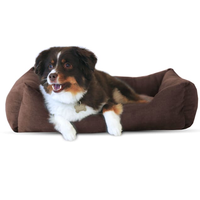 Pure Comfort Brown Low-Entry Rectangular Cuddler for Dogs, 21" L X 25" W X 7" H - Carousel image #1