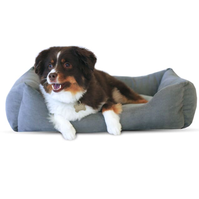 Pure Comfort Grey Low-Entry Rectangular Cuddler for Dogs, 21" L X 25" W X 7" H - Carousel image #1