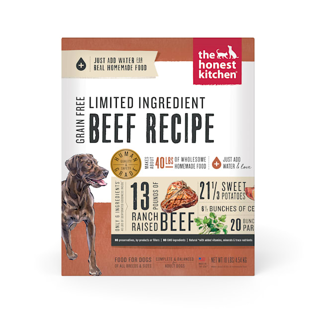 The Honest Kitchen Dehydrated Limited Ingredient Beef Recipe Dog Food, 10 lbs. - Carousel image #1