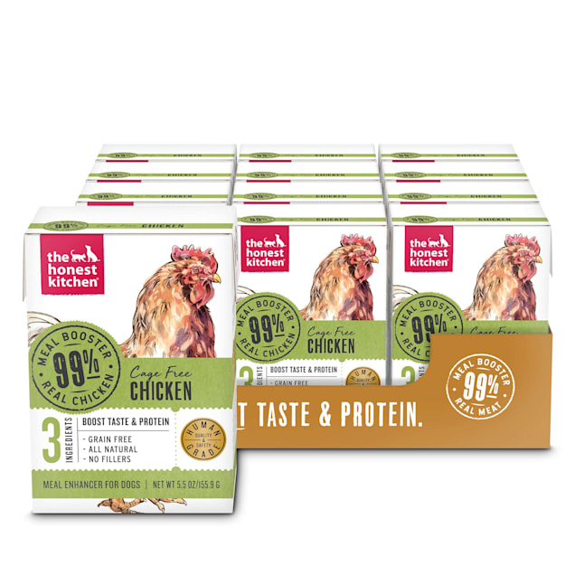 The Honest Kitchen Meal Booster: 99% Chicken Wet Dog Food Topper, 5.5 oz., Case of 12 - Carousel image #1