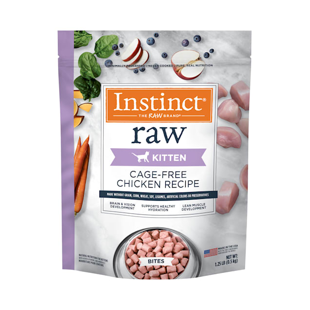 Instinct Frozen Raw Bites For Kittens Grain Free Cage Free Chicken Recipe Cat Food, 1.25 lbs. - Carousel image #1
