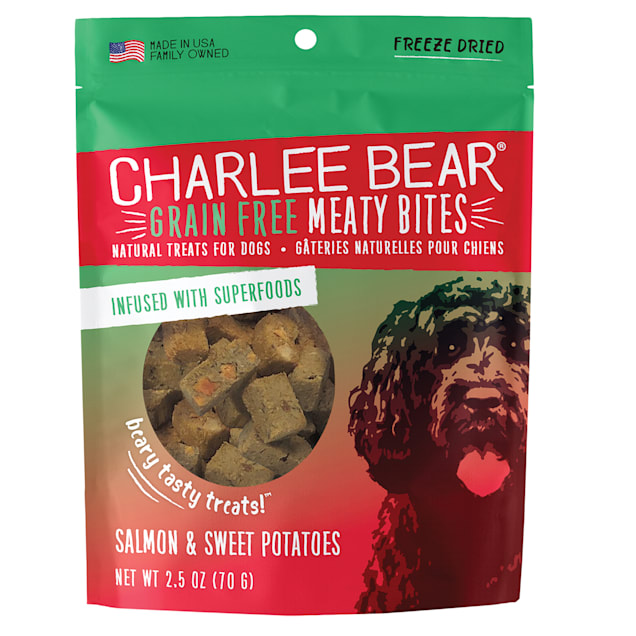 Charlee Bear Meaty Bites Natural Grain Free Salmon & Sweet Potatoes Treats for Dogs, 2.5 oz. - Carousel image #1