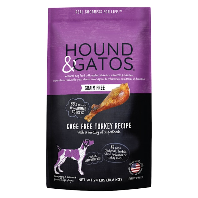 Hound & Gatos Grain Free Limited Ingredient Cage Free Turkey Recipe Dry Dog Food, 24 lbs. - Carousel image #1