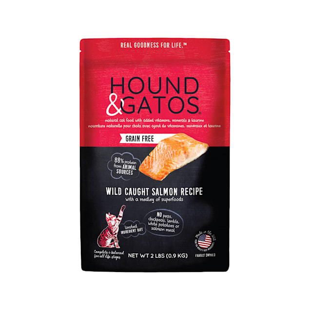 Hound & Gatos Grain Free Limited Ingredient Diet Wild Caught Salmon Recipe Dry Cat Food, 2 lbs. - Carousel image #1