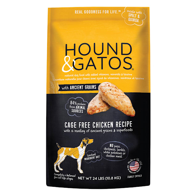 Hound & Gatos with Ancient Grain Limited Ingredient Diet Cage Free Chicken Recipe Dry Dog Food, 24 lbs. - Carousel image #1