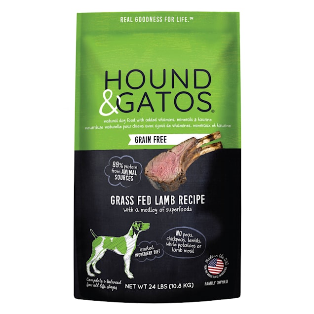 Hound & Gatos Grain Free Limited Ingredient Diet Grass Fed Lamb Recipe Dry Dog Food, 24 lbs. - Carousel image #1