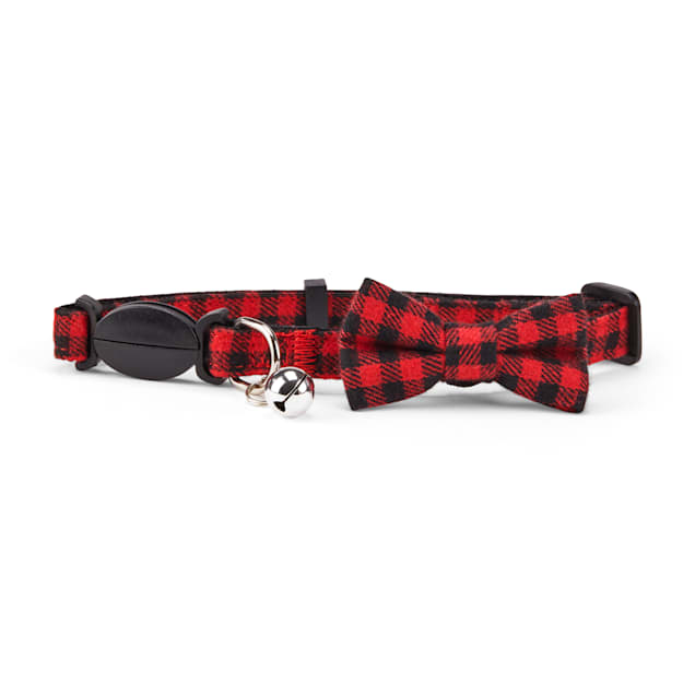 YOULY The Hipster Red Buffalo Check Breakaway Large Cat Collar - Carousel image #1