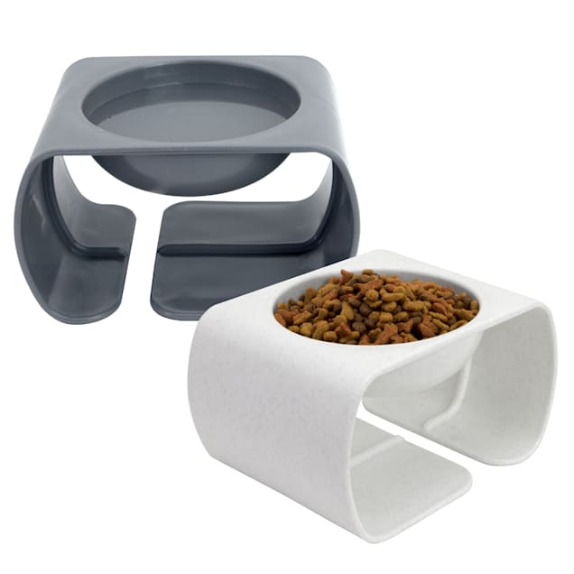 2 Pack Slanted Elevated Raised Dog Bowl Pet Cat Dog Food Feeder Stand Water  Bowl