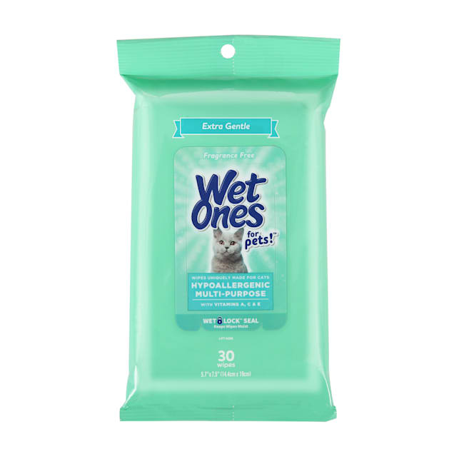 Wet Ones for Pets Hypoallergenic Multi-Purpose Cat Wipes with Vitamins A, C, & E and Wet Lock Seal, Count of 30 - Carousel image #1