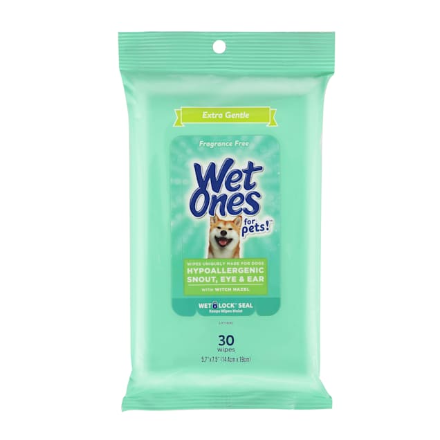 Wet Ones for Pets Extra Gentle Hypoallergenic Dog Wipes with Witch Hazel for Snout, Eye, & Ear and Wet Lock Seal, Count of 30 - Carousel image #1