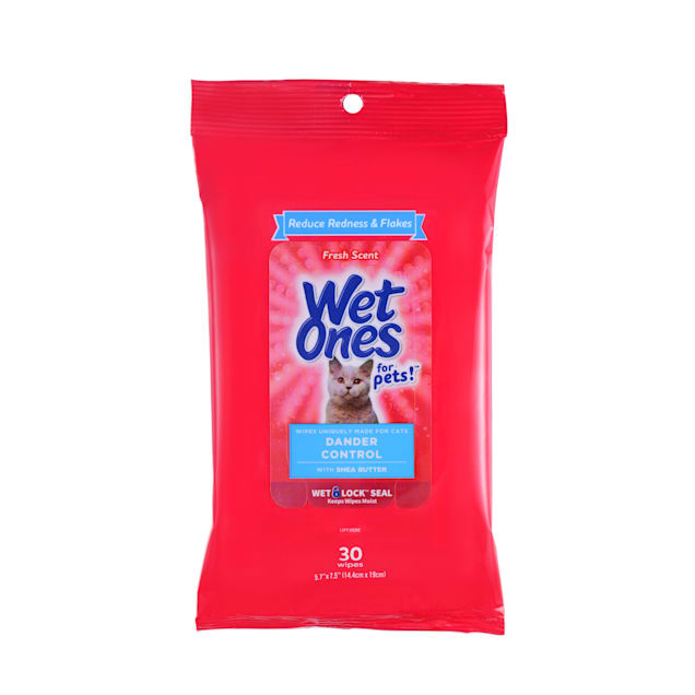 Wet Ones for Pets Dander Control Cat Wipes with Shea Butter in Fresh Scent and Wet Lock Seal, Count of 30 - Carousel image #1