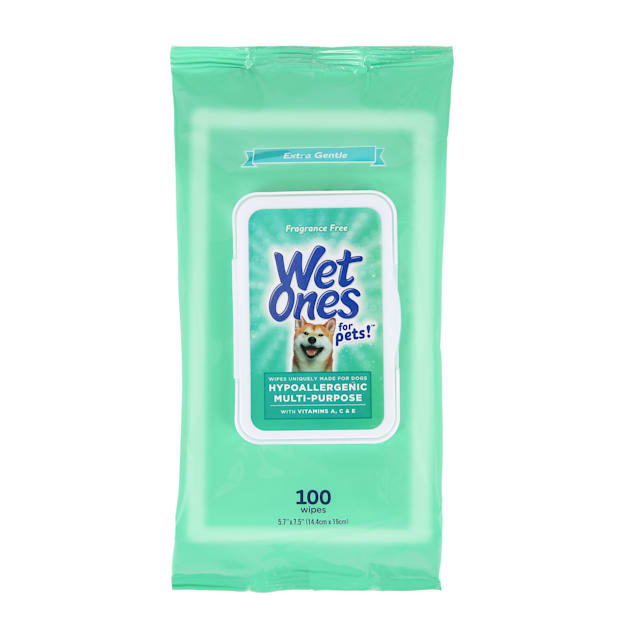 Wet Ones for Pets Hypoallergenic Fragrance-Free Multi-Purpose Dog Wipes with Vitamins A, C & E and Wet Lock Seal, Count of 100 - Carousel image #1