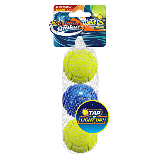 Nerf Tranlsucent TPR Lightning LED and Sonic Foam Ball Dog Toy, X-Small, Pack of 3 - Carousel image #1