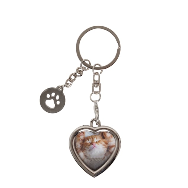 Pearhead Pet Heart-Shaped Photo and Pawprint Charm Metal Keychain - Carousel image #1