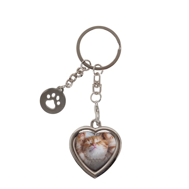 Pearhead Pet Heart-Shaped Photo and Pawprint Charm Metal Keychain