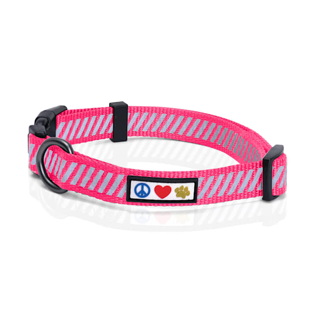 Pawtitas Pink Reflective Traffic Dog Collar, X-Small - Carousel image #1