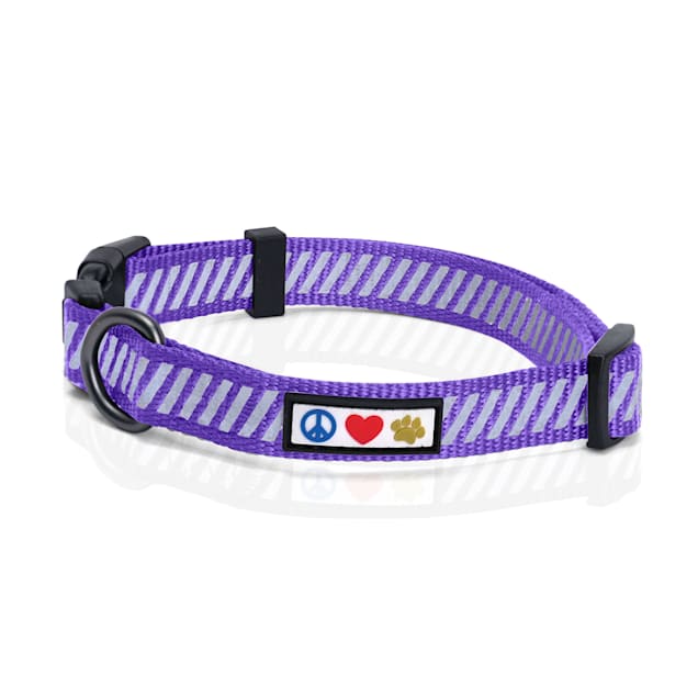 Pawtitas Purple Reflective Traffic Dog Collar, X-Small - Carousel image #1