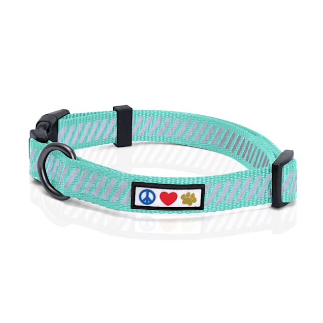 Pawtitas Teal Reflective Traffic Dog Collar, X-Small - Carousel image #1