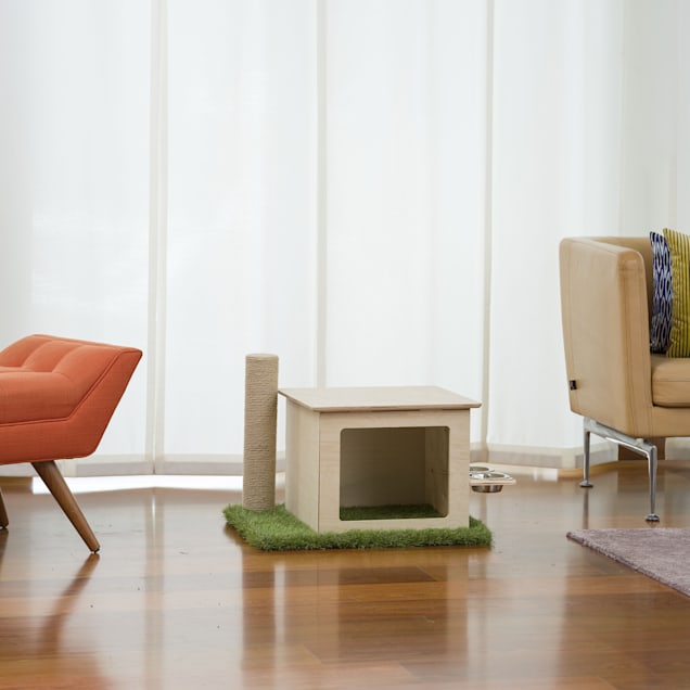 Indoor cat hot sale feeding station