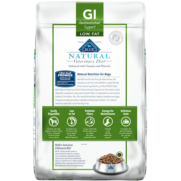 Blue Buffalo Natural Veterinary Diet GI Low Fat Gastrointestinal Support Whitefish Dry Dog Food 22 lbs. Petco