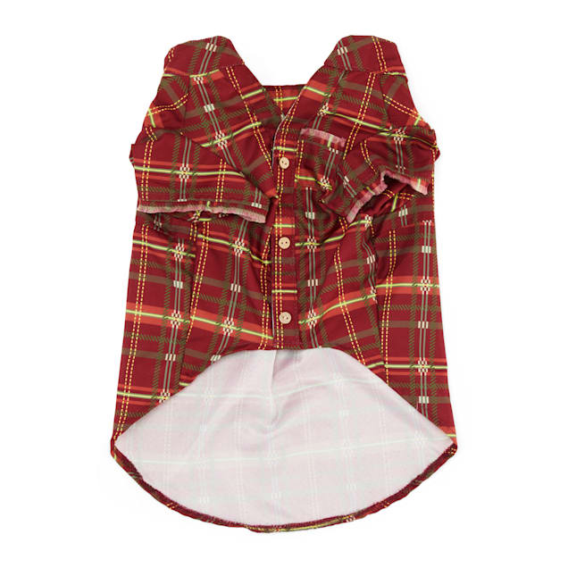 YOULY The Hipster Burgundy Plaid Dog Button Up Shirt 3X Large Petco