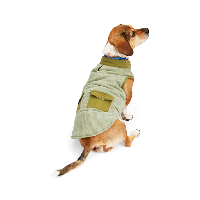 YOULY The Trailblazer Olive Corduroy Dog Vest, XX-Small - Carousel image #1